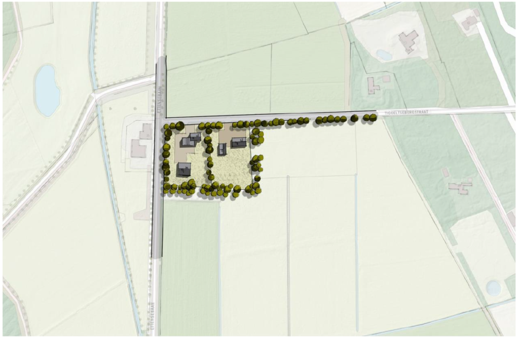 Schetsmatig overzicht nieuwe situatie Tiggeltsebergstraat 41